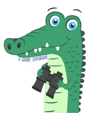 Cute Cartoon Explorer Alligator Kids T-shirt Design