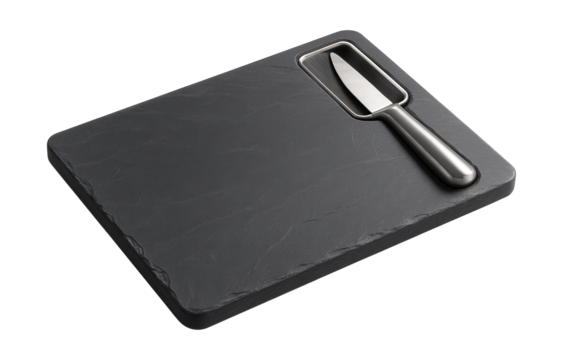 Slate cheese board with knife holder, perfect for serving appetizers and cocktails.