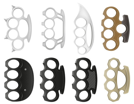 metal brass knuckles, a melee weapon used for close combat, fights, and robberies vector illustration isolated on white background