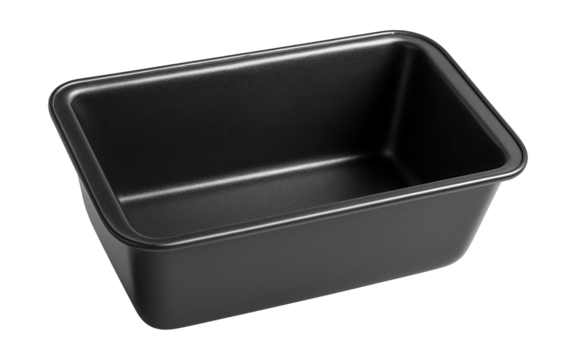 Non-stick metal loaf pan for baking bread at home.