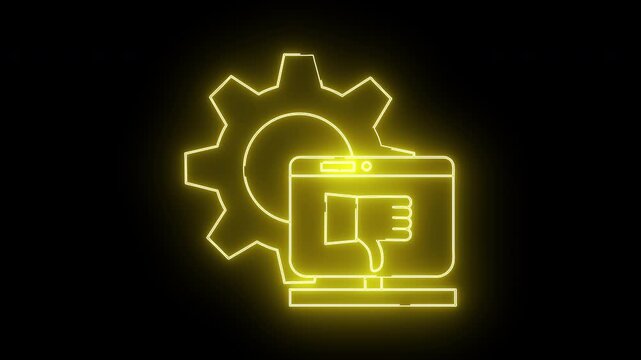 Yellow outlines gear monitor thumbsdown on black