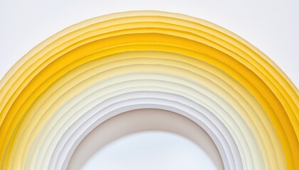 Abstract Golden Archway Formed by Graduated Yellow and White Layers on a Clean White Background with Soft Lighting