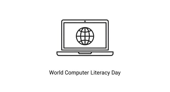 World Computer Literacy Day Laptop Icon Outline Style - Powered by Adobe