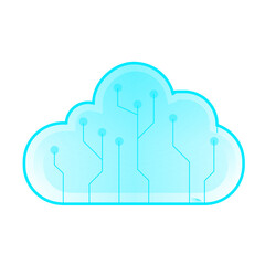 Cyan Cloud Icon on Black Background