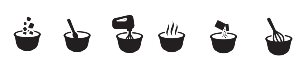 mixing bowl icons vector