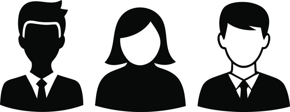 Vector silhouette illustration of a perfect business profile icon or people symbol design