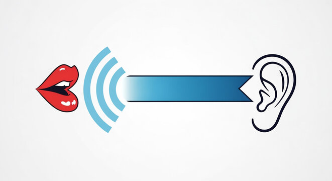 Verbal Communication Process: Mouth Speaking Voice Signal to Human Ear for Listening and Message Delivery