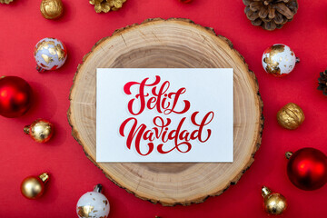 Joyeux noel and Bonee Annee. French Merry Christmas Modern calligraphy lettering on sticker for season greetings. Greeting card, frame, and banner. Holidays design.