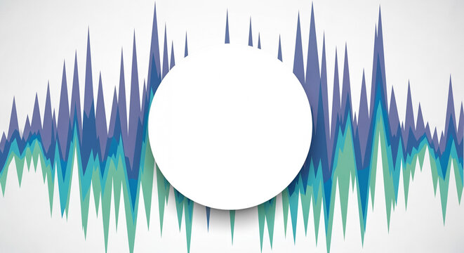 Abstract Colorful Sound Wave or Equalizer Background with Blank White Circle for Text Space - Powered by Adobe