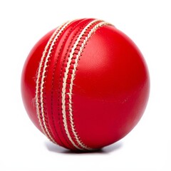 Red Cricket Ball Close-Up with Detailed Stitching