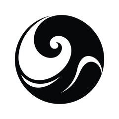 Black and white swirl wave circle abstract logo created for modern artistic branding Vector illustration