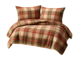 Cozy plaid flannel bedding set, ideal for a woodland retreat.