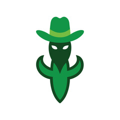 Cactus cowboy mascot logo design featuring a western themed character for branding Vector illustration