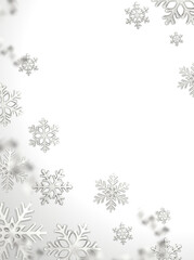 Vector illustration. Silver snowflakes on white background vertical orientation.