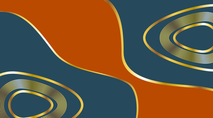 Background of Bright Abstract Organic Shapes with Golden Outlines