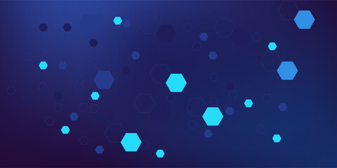 Abstract Digital Blue Hexagons Business or Science Background. Medical Research or Tech Innovation Online Webinar Presentation Event. Conference