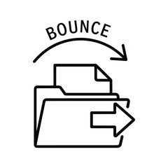 Folder with document and arrow indicating bounce, isolated on