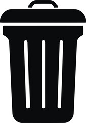 trash can, garbage bin, waste bin, refuse bin, receptacle, container, litter, disposal, recycling, rubbish, trash, bin, closed lid, handle, silhouette, black and white, graphic, icon, symbol, design, 