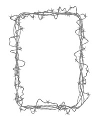 tall rectangular border composed of twisted barbed spikes. a powerful metallic frame for modern graphic design.