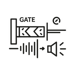 Audio gate effect icon with sound wave and speaker isolated on