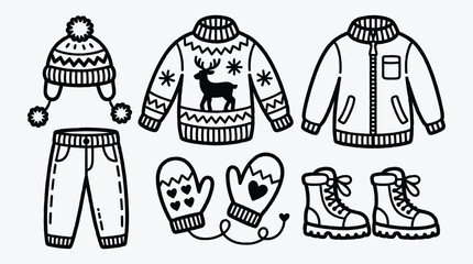 Winter Clothes Collection Vector Illustration for Design and Decoration Ideas