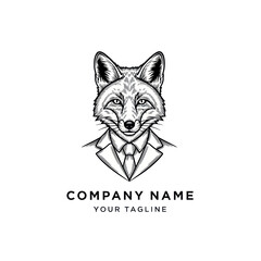 Elegant fox illustration wearing suit, perfect for business branding.