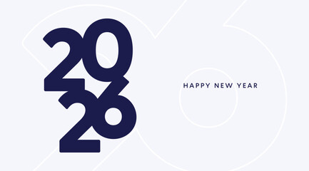 2026 New Year card, blue logo poster, 2026 number background