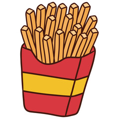 Cartoon French Fries in Red Box Illustration