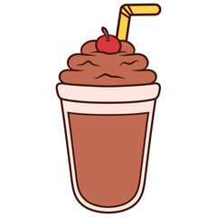 Illustration of Chocolate Milkshake with Cherry