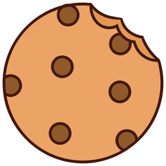Chocolate Chip Cookie with Bite Illustration