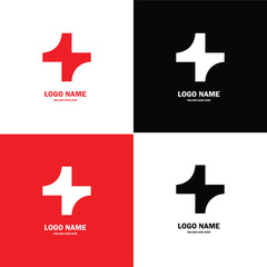 Minimalist Rounded Plus Icon. Abstract Red and White Cross isolated on Double Background. Usable for Medicine, Pharmacy, Business and Branding Logos