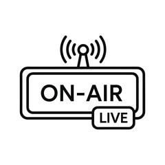 On air live sign with radio waves and live notification