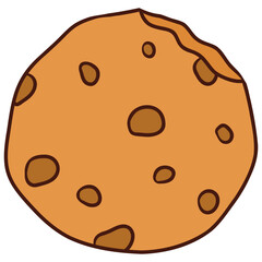 Chocolate Chip Cookie Cartoon Illustration
