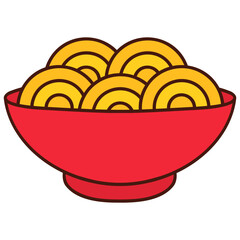 Bowl of Noodles Vector Illustration