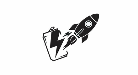 Energy drink rocket launching with lightning bolt for powerful boost