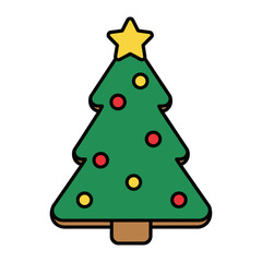 Vector Illustration of a Decorated Christmas Tree Shaped Cookie