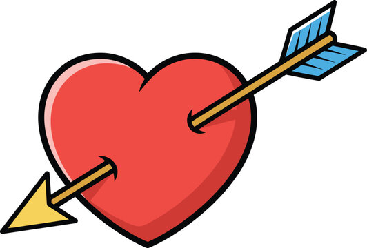 Heart and arrow vector, red heart with an arrow, heart and arrow vector illustration
