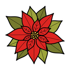 Classic Poinsettia Flower Vector Illustration for Christmas Design