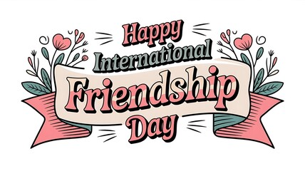 A delightful international friendship day illustration featuring a stylish banner isolated on white background