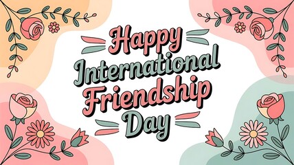 Fototapeta premium A cheerful international friendship day design with floral accents isolated on white background for a festive greeting