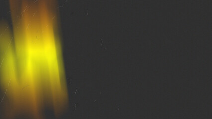 Obraz premium Vertical gold and yellow light leak on black background with film grain and dust texture