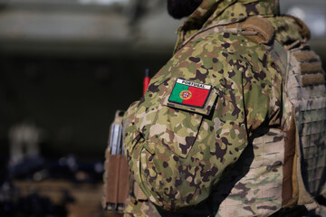 Fototapeta premium Portuguese soldier in combat gear.
