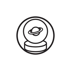 Magic crystal ball future. Witch and magic symbol, monochrome vector illustration, isolated on white background