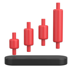 Stock Trading Chart. Gold Trading Chart. 3D Illustration.