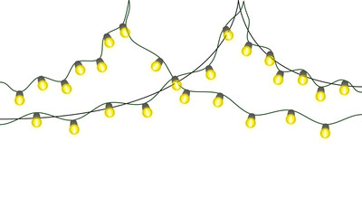 Soft yellow string lights against a dark background