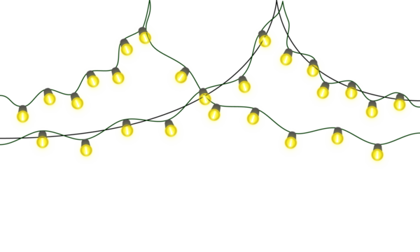 Soft yellow string lights against a dark background