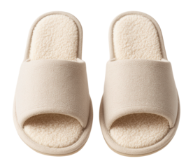 Open-toe fabric slippers with soft terry lining, perfect for cozy indoor wear.