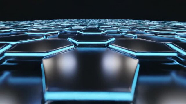 Technological Hexagon Grid: A futuristic and modern design featuring a pattern of interconnected hexagons with glowing blue edges.