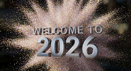 Welcome to the year two thousand twenty six with glittery background