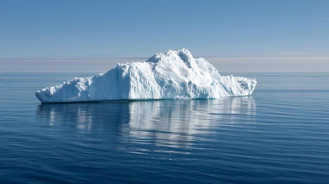 Gorgeous iceberg floating in the vast azure sea. Stunning Arctic scenery capturing a massive ice formation slowly melting as a result of climate change
